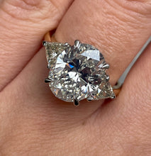 Load image into Gallery viewer, GIA Shy 5ct Estate Vintage Oval Diamond Engagement Wedding 18k YG Platinum Ring