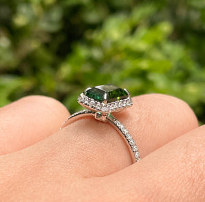 Reserved 1.57ct Estate Vintage Green Tourmaline Diamond Engagement Wedding Ring Platinum