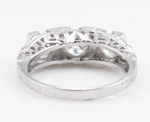 RESERVED... 1.40ct Antique Vintage Art Deco Old European Diamond Three Stone Engagement Wedding 14k White Gold Ring