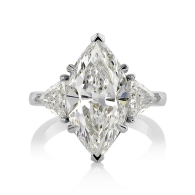 RESERVED... GIA 5.13ct Estate Vintage Marquise Diamond 3 Stone Engagement Wedding Platinum Ring