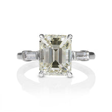 Load image into Gallery viewer, GIA 4.50ct Estate Vintage Emerald cut Diamond Engagement Wedding Platinum Ring