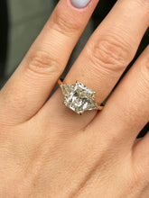 Load image into Gallery viewer, GIA 3.57ct Estate Vintage Radiant Diamond Engagement Wedding 18k Yellow Gold Ring 