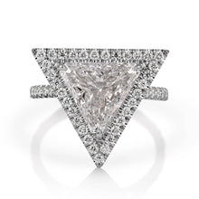 Load image into Gallery viewer, GIA 4.01ct Estate Vintage Trillion Diamond Halo Engagement Wedding Platinum Ring