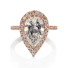 Load image into Gallery viewer, GIA 4.02ct Estate Vintage Pear Diamond Engagement Wedding 18k Rose Gold Ring