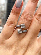 Load image into Gallery viewer, GIA 2.37ct Estate Vintage Asscher Diamond “Toi et Moi” Crossover Platinum Ring