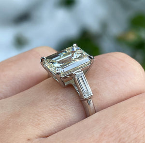 GIA 4.50ct Estate Vintage Emerald cut Diamond Engagement Wedding Platinum Ring