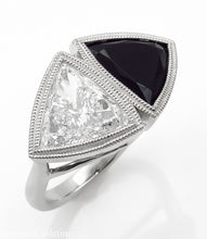 Load image into Gallery viewer, GIA 3.88CT ESTATE VINTAGE CROSSOVER DIAMOND ONYX ENGAGEMENT WEDDING RING PLAT