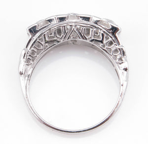 RESERVED... 1.40ct Antique Vintage Art Deco Old European Diamond Three Stone Engagement Wedding 14k White Gold Ring