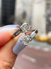 Load image into Gallery viewer, GIA 2.37ct Estate Vintage Asscher Diamond “Toi et Moi” Crossover Platinum Ring