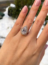 Load image into Gallery viewer, GIA 4.02ct Estate Vintage Pear Diamond Engagement Wedding 18k Rose Gold Ring 