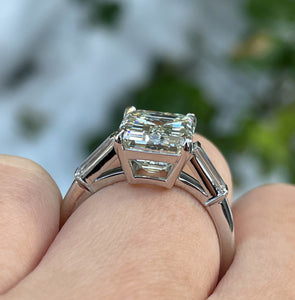 GIA 4.50ct Estate Vintage Emerald cut Diamond Engagement Wedding Platinum Ring