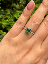 Load image into Gallery viewer, Reserved 1.57ct Estate Vintage Green Tourmaline Diamond Engagement Wedding Ring Platinum