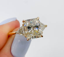 Load image into Gallery viewer, GIA 3.57ct Estate Vintage Radiant Diamond Engagement Wedding 18k Yellow Gold Ring 