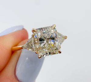 GIA 3.57ct Estate Vintage Radiant Diamond Engagement Wedding 18k Yellow Gold Ring 