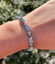 Load image into Gallery viewer, GIA 20.84ct Estate Vintage Retro Aquamarine and Diamond Tennis Bracelet Platinum