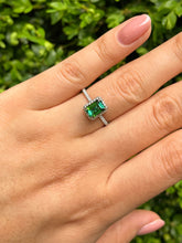 Load image into Gallery viewer, Reserved 1.57ct Estate Vintage Green Tourmaline Diamond Engagement Wedding Ring Platinum