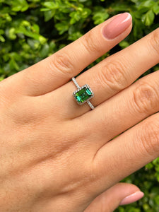 Reserved 1.57ct Estate Vintage Green Tourmaline Diamond Engagement Wedding Ring Platinum