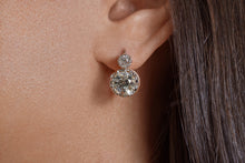 Load image into Gallery viewer, Victorian GIA 5.21ct Old European Diamond Dangling Platinum 18K Rose Gold Earrings