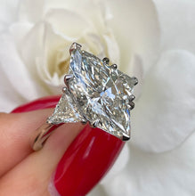 Load image into Gallery viewer, RESERVED... GIA 5.13ct Estate Vintage Marquise Diamond 3 Stone Engagement Wedding Platinum Ring