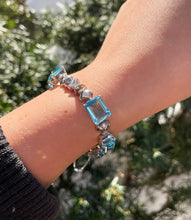 Load image into Gallery viewer, GIA 20.84ct Estate Vintage Retro Aquamarine and Diamond Tennis Bracelet Platinum