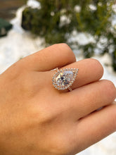 Load image into Gallery viewer, GIA 4.02ct Estate Vintage Pear Diamond Engagement Wedding 18k Rose Gold Ring 