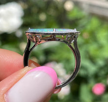 Load image into Gallery viewer, Reserved HUGE Estate Vintage Australian Crystal Opal Diamond Platinum Ring Signed