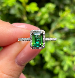 Reserved 1.57ct Estate Vintage Green Tourmaline Diamond Engagement Wedding Ring Platinum