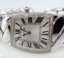 Load image into Gallery viewer, Authentic Cartier La Dona Ladies 29mm by 27mm Watch 18k White Gold bezel with diamond set