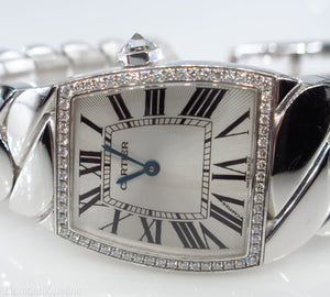 Authentic Cartier La Dona Ladies 29mm by 27mm Watch 18k White Gold bezel with diamond set