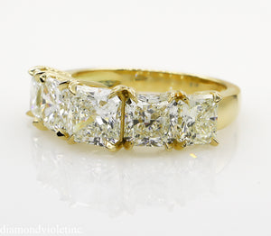 4.07CT ESTATE VINTAGE RADIANT DIAMOND ENGAGEMENT WEDDING BAND RING 18K YG