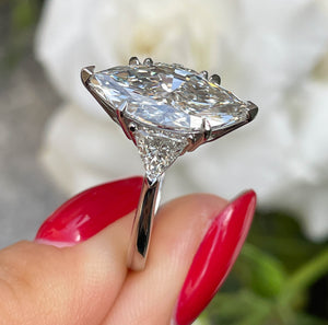 RESERVED... GIA 5.13ct Estate Vintage Marquise Diamond 3 Stone Engagement Wedding Platinum Ring