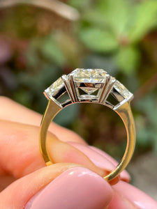 GIA 5.01ct Estate Vintage Oval Diamond 3 Stone Engagement Wedding Platinum/18k Yellow Gold Ring