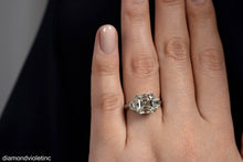 Load image into Gallery viewer, GIA Shy 5 ct Estate Vintage Asscher Diamond 3 Stone Enagagement Wedding Platinum Ring 