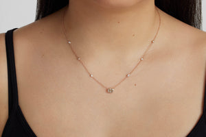 GIA 1.50ct Light Cognac Diamond by The Yard Necklace 14k Rose Gold