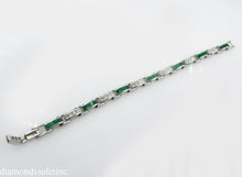 Load image into Gallery viewer, 9.10CT ESTATE VINTAGE PRINCESS DIAMOND EMERALD CHANNEL SET TENNIS BRACELET PLAT