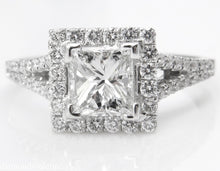 Load image into Gallery viewer, GIA 1.48CT ESTATE VINTAGE PRINCESS DIAMOND ENGAGEMENT WEDDING RING 18K WG E VS1