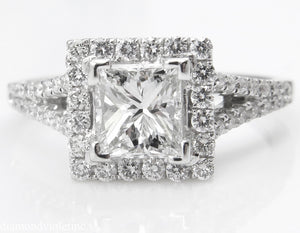 GIA 1.48CT ESTATE VINTAGE PRINCESS DIAMOND ENGAGEMENT WEDDING RING 18K WG E VS1