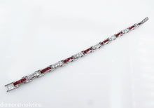 Load image into Gallery viewer, 9.10CT ESTATE VINTAGE PRINCESS DIAMOND RUBY CHANNEL SET TENNIS BRACELET PLATINUM