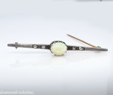 Load image into Gallery viewer, 2.48ct Antique Vintage Edwardian Opal and Rose cut Diamond Silver Brooch Bar-Pin