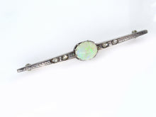 Load image into Gallery viewer, 2.48ct Antique Vintage Edwardian Opal and Rose cut Diamond Silver Brooch Bar-Pin