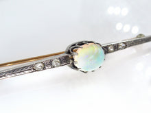 Load image into Gallery viewer, 2.48ct Antique Vintage Edwardian Opal and Rose cut Diamond Silver Brooch Bar-Pin