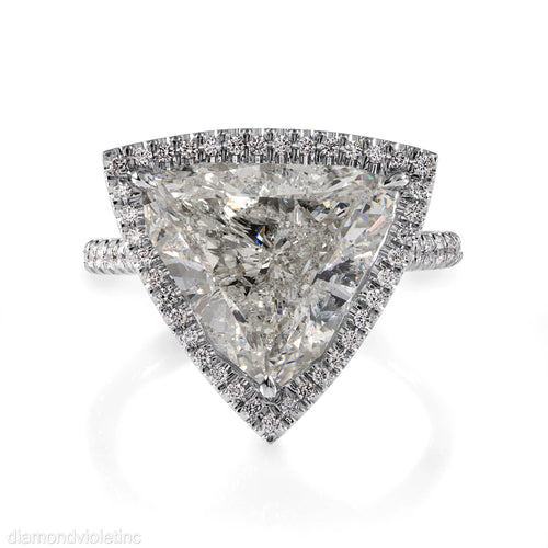 RESERVED... GIA 6.01ct Estate Vintage Trillion Diamond Halo Engagement Weeding Platinum Ring