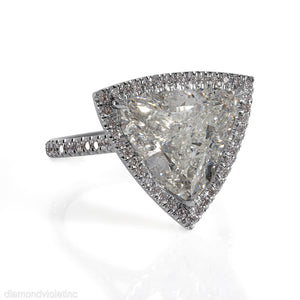 RESERVED... GIA 6.01ct Estate Vintage Trillion Diamond Halo Engagement Weeding Platinum Ring