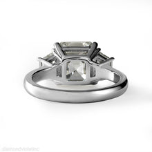 Load image into Gallery viewer, GIA Shy 5 ct Estate Vintage Asscher Diamond 3 Stone Enagagement Wedding Platinum Ring 