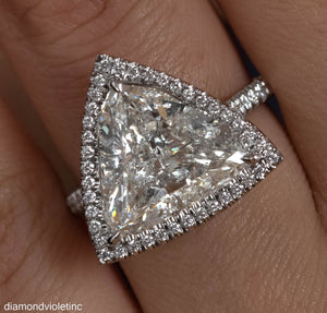 RESERVED... GIA 6.01ct Estate Vintage Trillion Diamond Halo Engagement Weeding Platinum Ring