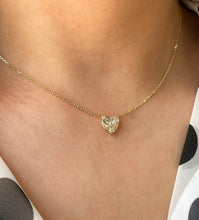 Load image into Gallery viewer, Reserved GIA 2.07ct Estate Vintage Heart Diamond Pendant Necklace in 18k Yellow Gold