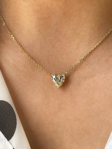 Reserved GIA 2.07ct Estate Vintage Heart Diamond Pendant Necklace in 18k Yellow Gold