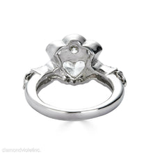 Load image into Gallery viewer, GIA 1.43ct Estate Vintage Heart Diamond Claddagh Engagement Wedding Platinum Ring