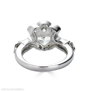 GIA 1.43ct Estate Vintage Heart Diamond Claddagh Engagement Wedding Platinum Ring