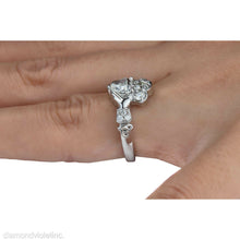 Load image into Gallery viewer, GIA 1.43ct Estate Vintage Heart Diamond Claddagh Engagement Wedding Platinum Ring